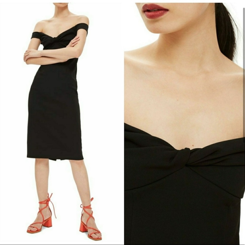 Topshop Black Bardot Twist Dress